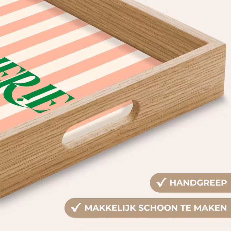 Dienblad - Zachtroze - Groen - Strepen - Ma Cherie — 5