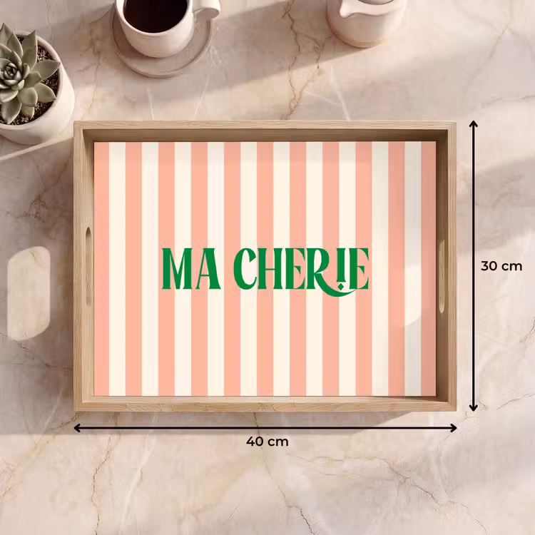 Dienblad - Zachtroze - Groen - Strepen - Ma Cherie — 9