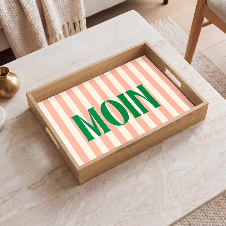 Dienblad - Zachtroze - Groen - Strepen - Moin — 2