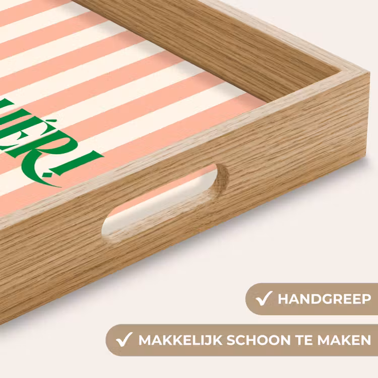 Dienblad - Zachtroze - Groen - Strepen - Mon Chéri — 5