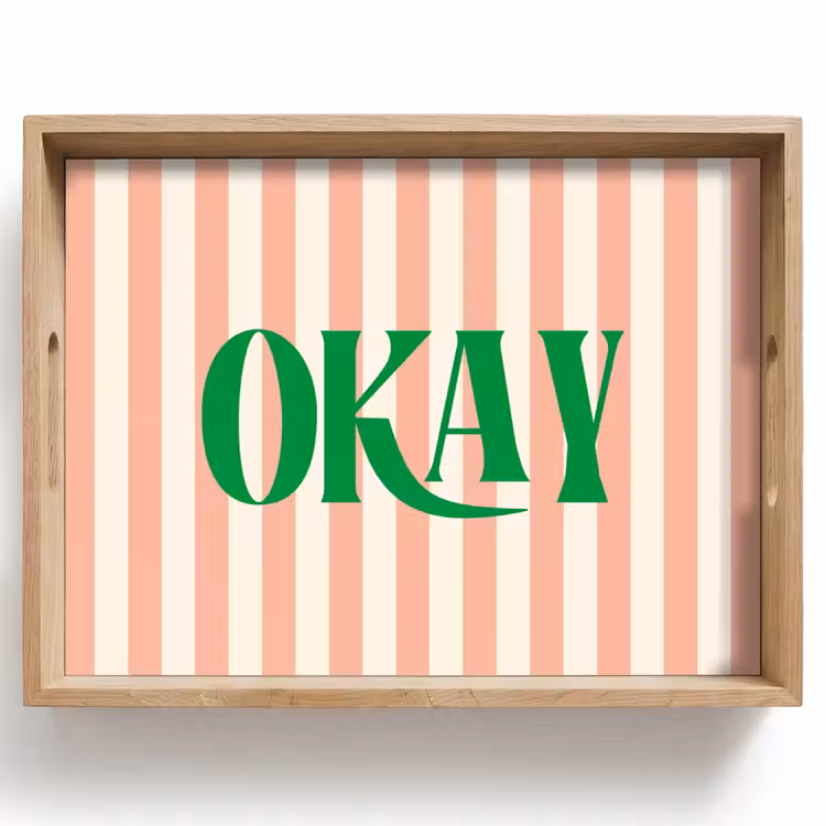 Dienblad - Zachtroze - Groen - Strepen - Okay — 1