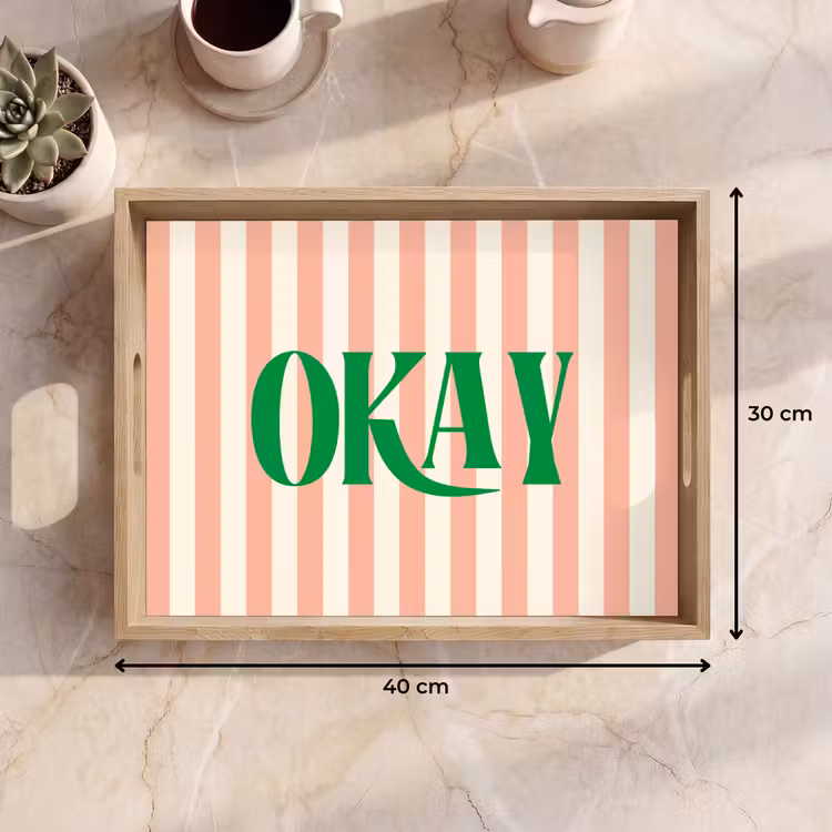 Dienblad - Zachtroze - Groen - Strepen - Okay — 9