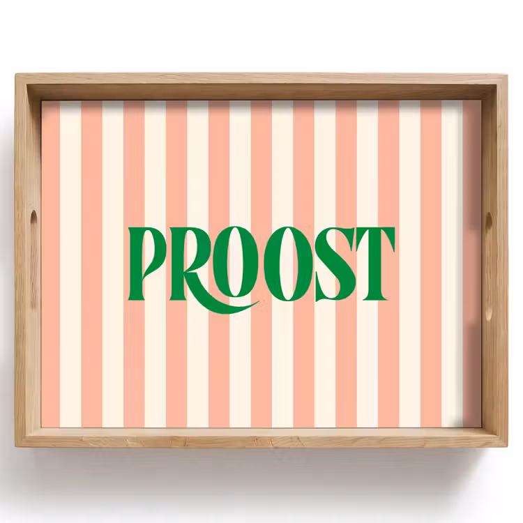 Dienblad - Zachtroze - Groen - Strepen - Proost — 1