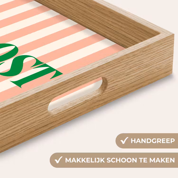 Dienblad - Zachtroze - Groen - Strepen - Proost — 5