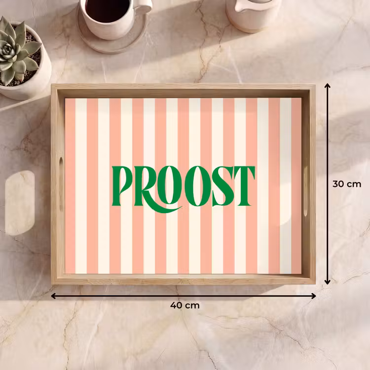Dienblad - Zachtroze - Groen - Strepen - Proost — 9