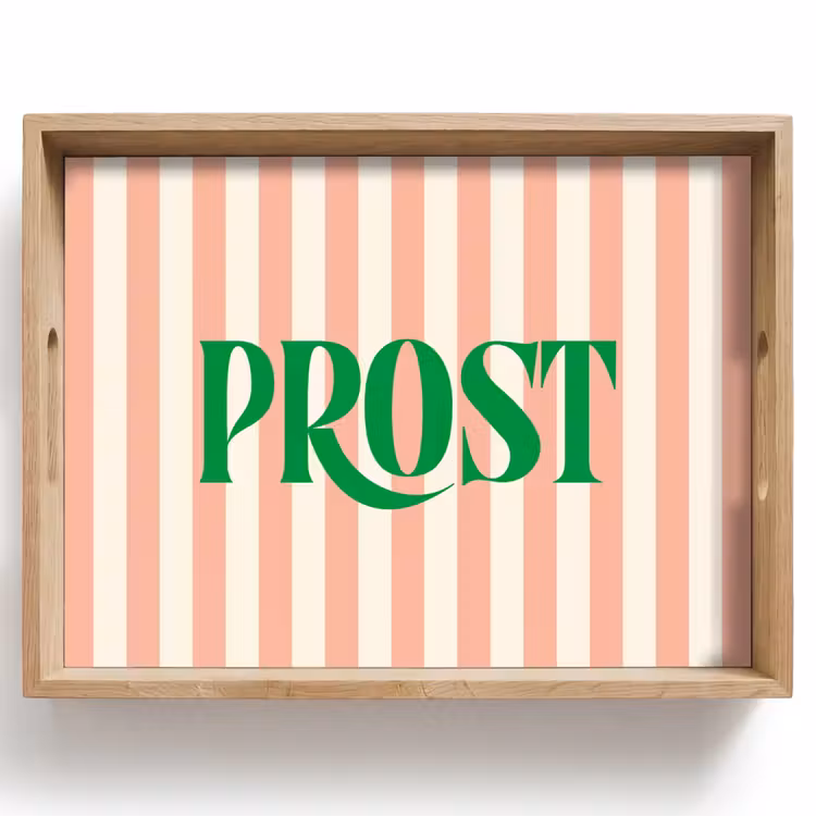 Dienblad - Zachtroze - Groen - Strepen - Prost — 1