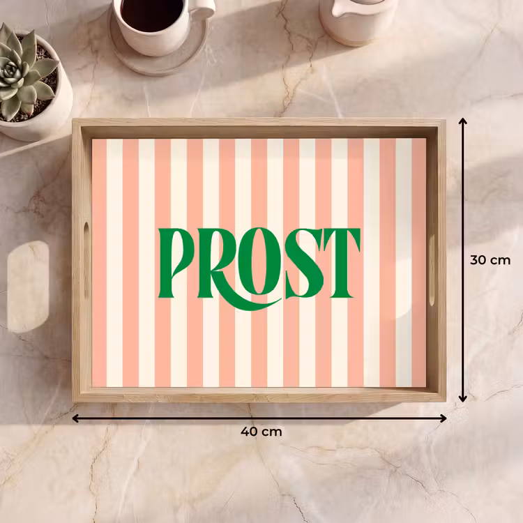 Dienblad - Zachtroze - Groen - Strepen - Prost — 9