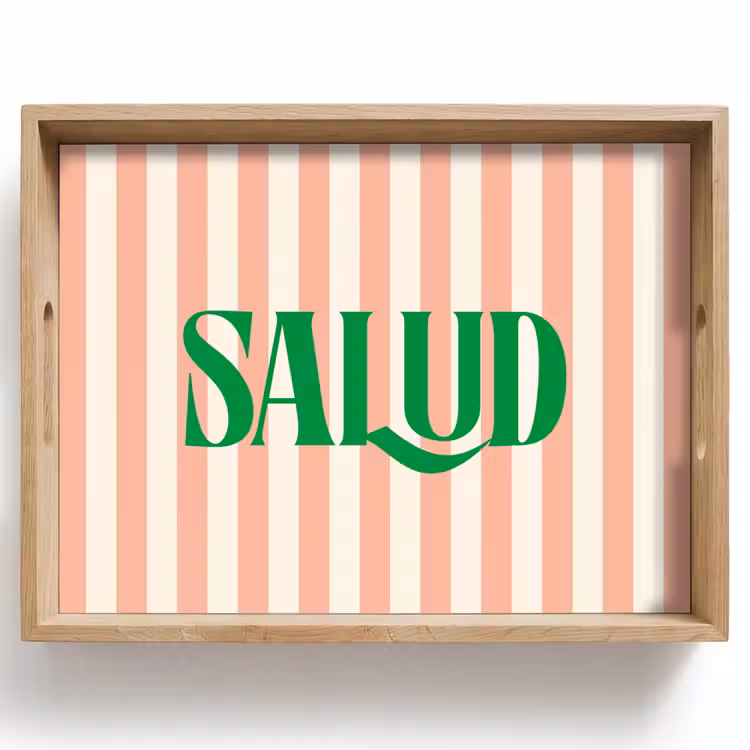 Dienblad - Zachtroze - Groen - Strepen - Salud — 1