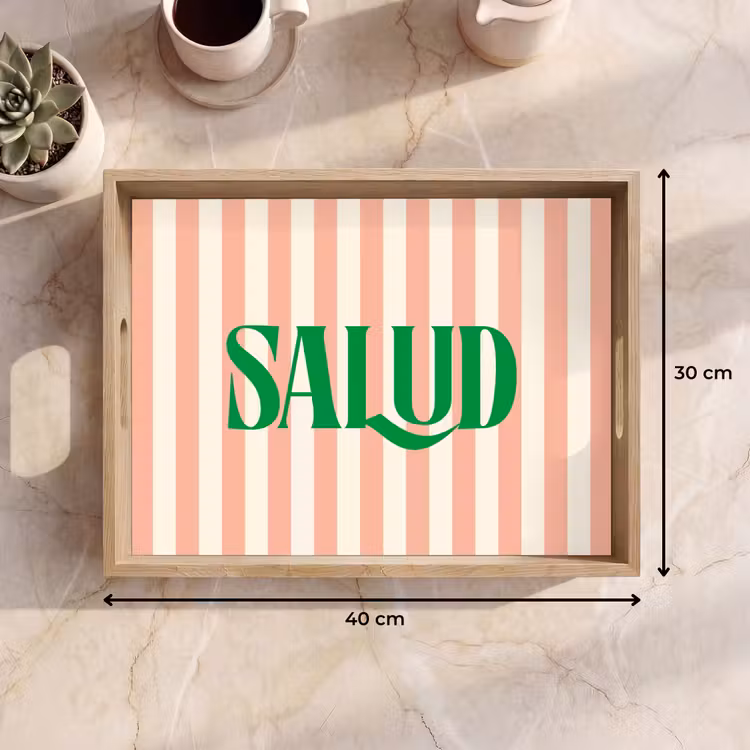 Dienblad - Zachtroze - Groen - Strepen - Salud — 9