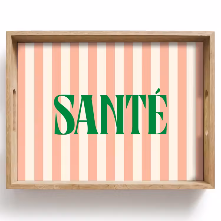 Dienblad - Zachtroze - Groen - Strepen - Santé — 1
