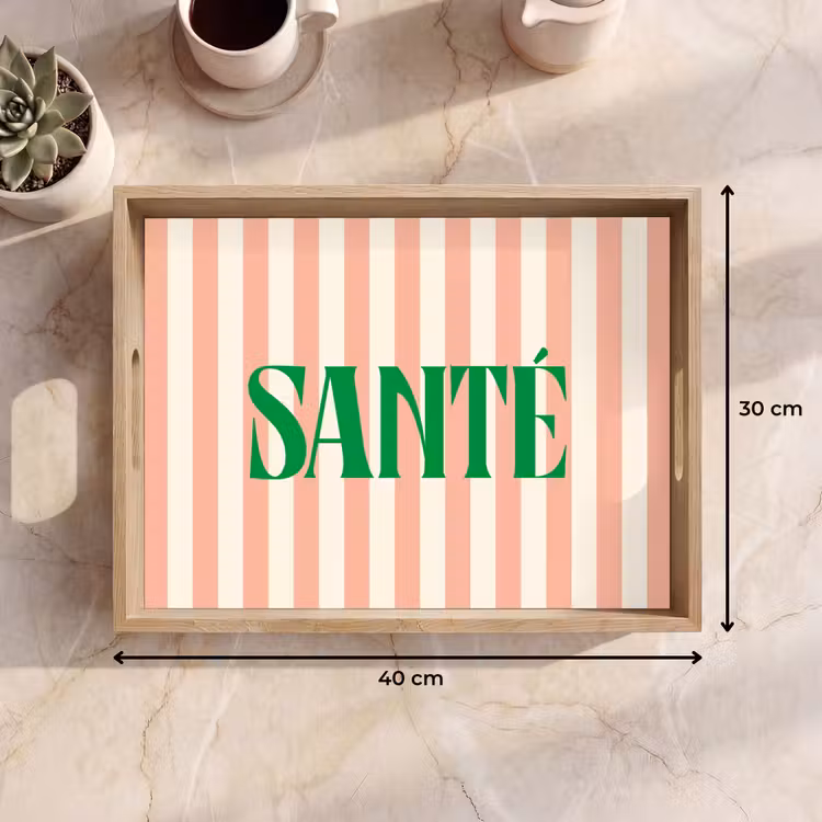 Dienblad - Zachtroze - Groen - Strepen - Santé — 9