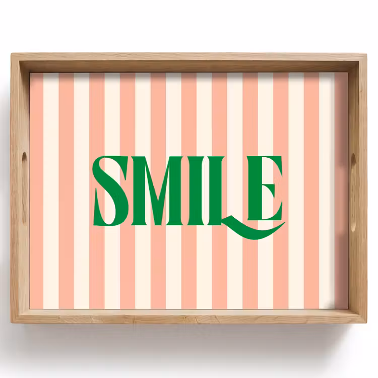 Dienblad - Zachtroze - Groen - Strepen - Smile — 1