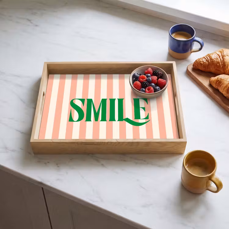 Dienblad - Zachtroze - Groen - Strepen - Smile — 4