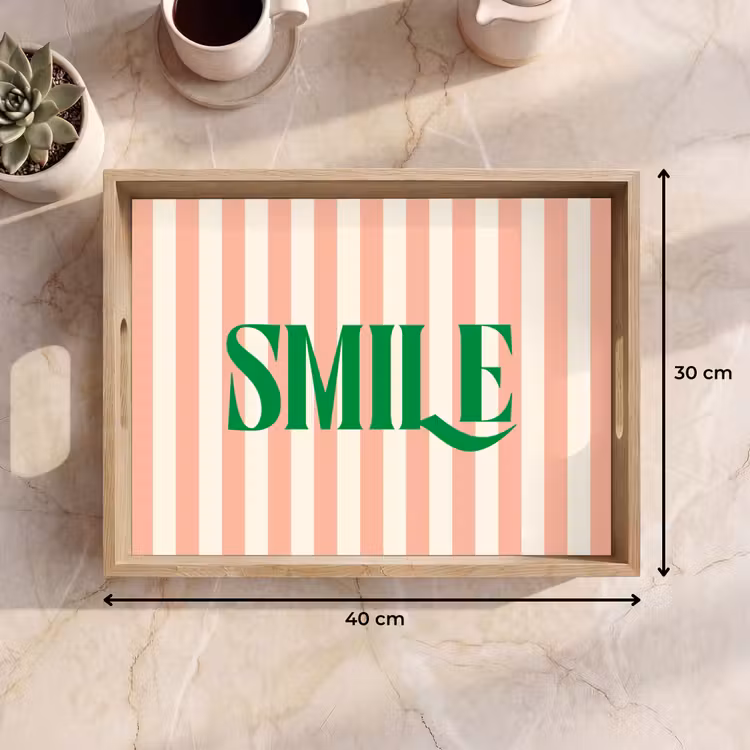 Dienblad - Zachtroze - Groen - Strepen - Smile — 9