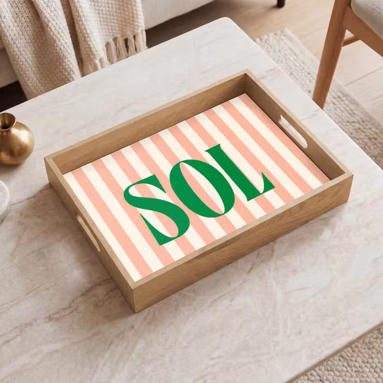 Dienblad - Zachtroze - Groen - Strepen - Sol — 2