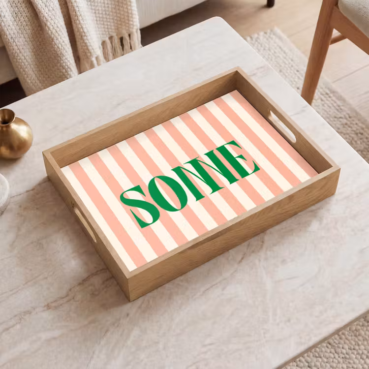 Dienblad - Zachtroze - Groen - Strepen - Sonne — 2