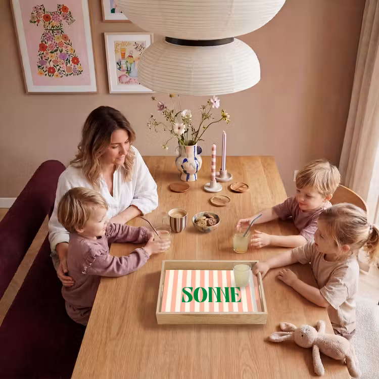 Dienblad - Zachtroze - Groen - Strepen - Sonne — 7