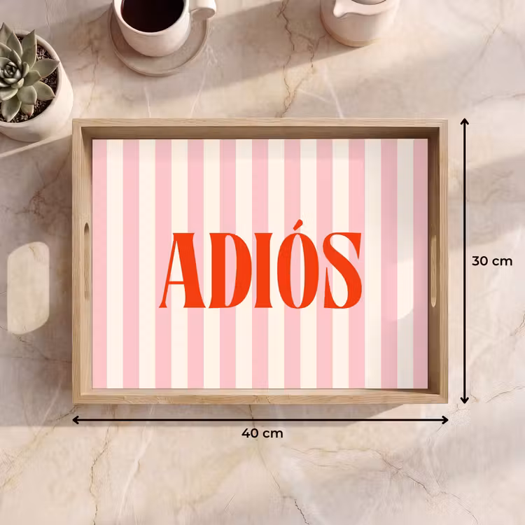 Dienblad - Zachtroze - Rood - Strepen - Adiós — 9