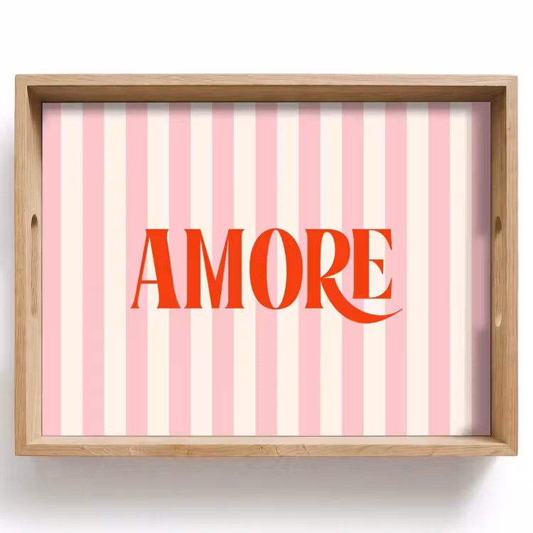 Dienblad - Zachtroze - Rood - Strepen - Amore — 1
