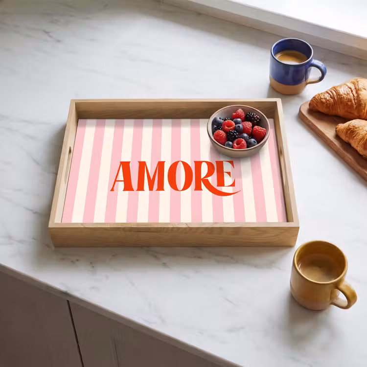 Dienblad - Zachtroze - Rood - Strepen - Amore — 4
