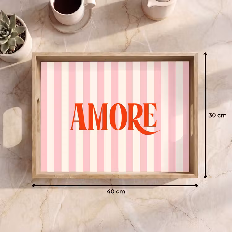 Dienblad - Zachtroze - Rood - Strepen - Amore — 9