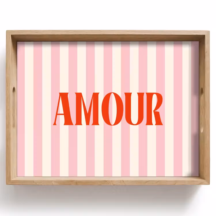 Dienblad - Zachtroze - Rood - Strepen - Amour — 1