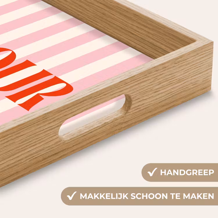 Dienblad - Zachtroze - Rood - Strepen - Amour — 5