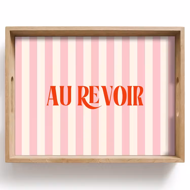 Dienblad - Zachtroze - Rood - Strepen - Au Revoir — 1