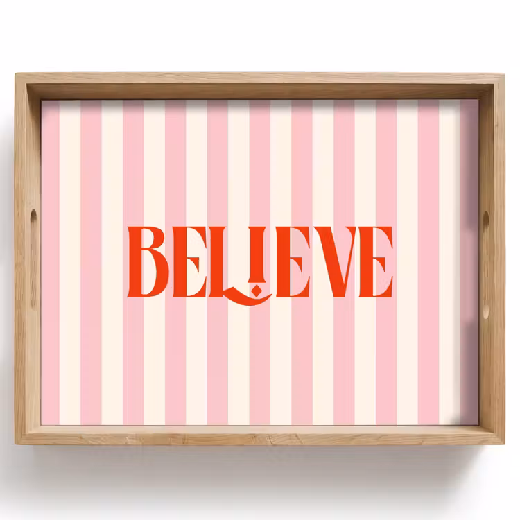 Dienblad - Zachtroze - Rood - Strepen - Believe — 1