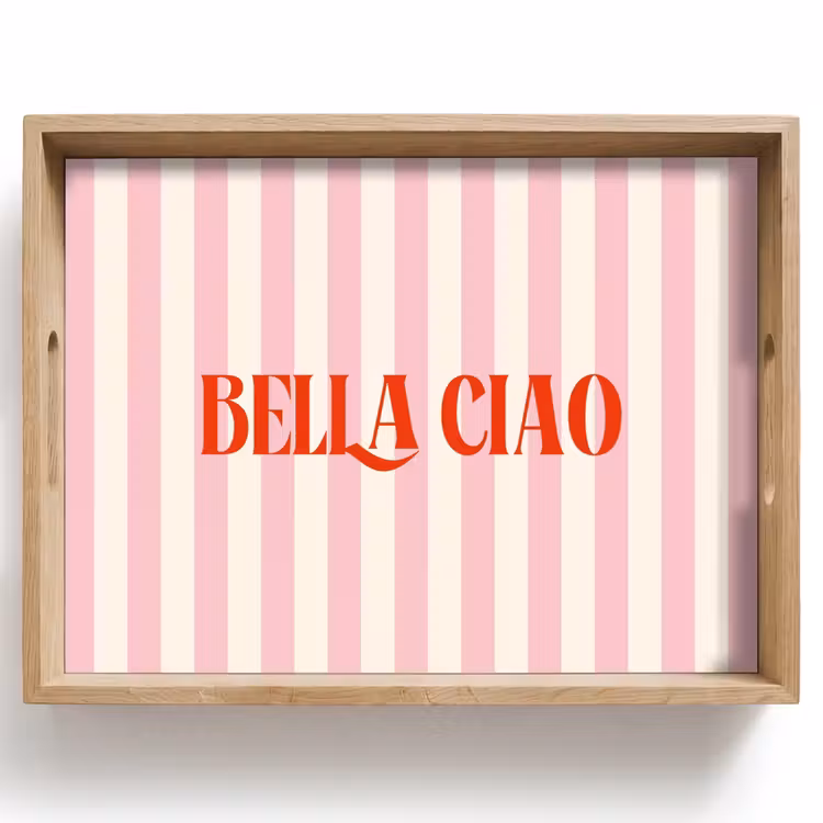Dienblad - Zachtroze - Rood - Strepen - Bella Ciao — 1