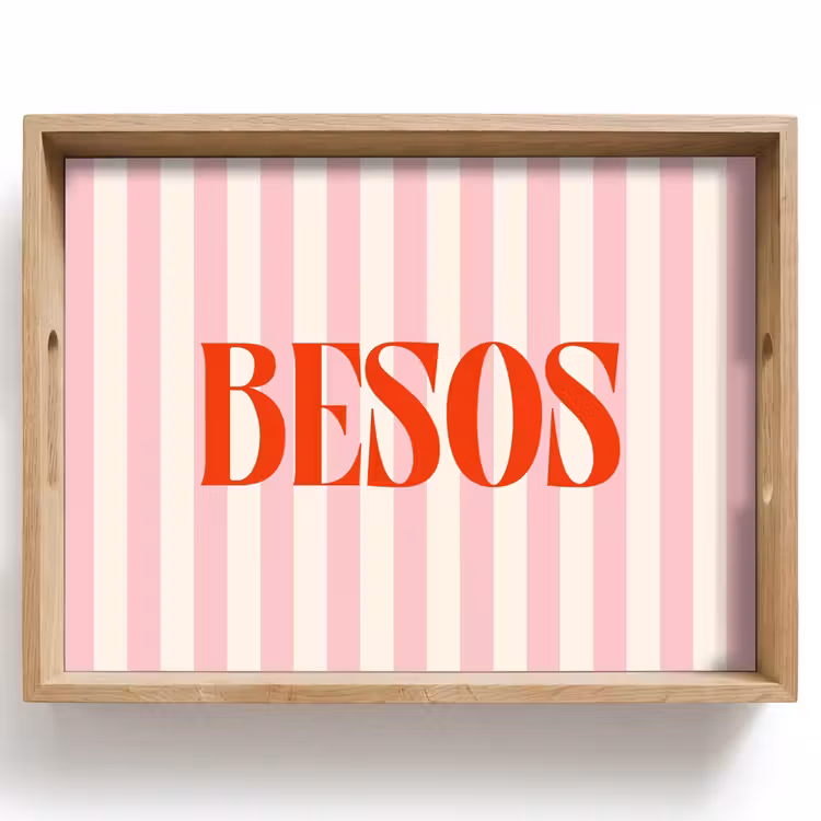 Dienblad - Zachtroze - Rood - Strepen - Besos — 1