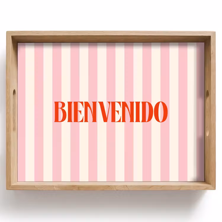 Dienblad - Zachtroze - Rood - Strepen - Bienvenido — 1