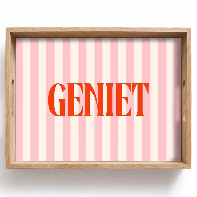 Dienblad - Zachtroze - Rood - Strepen - Geniet — 1