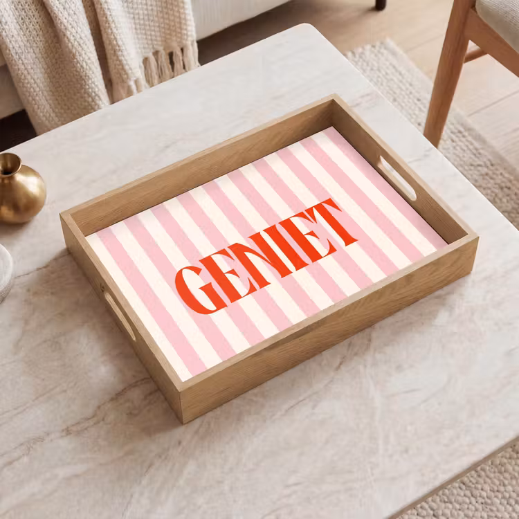 Dienblad - Zachtroze - Rood - Strepen - Geniet — 2
