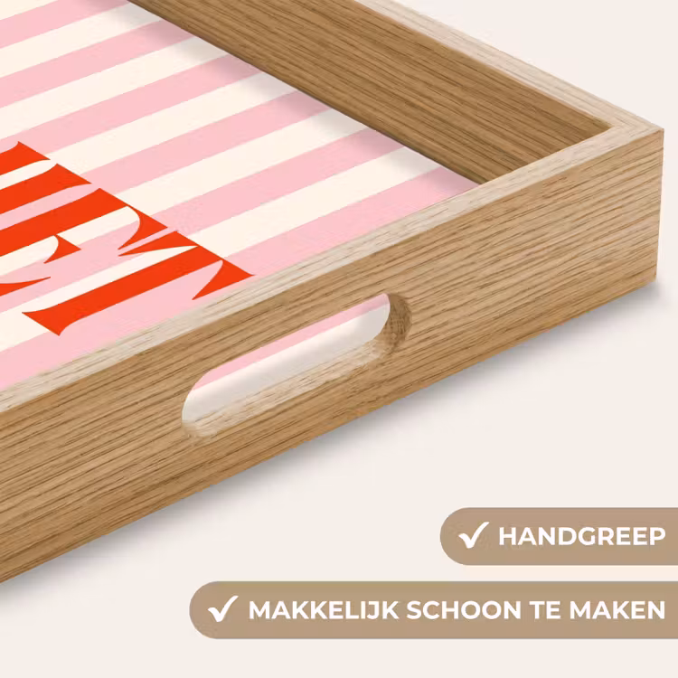 Dienblad - Zachtroze - Rood - Strepen - Geniet — 5