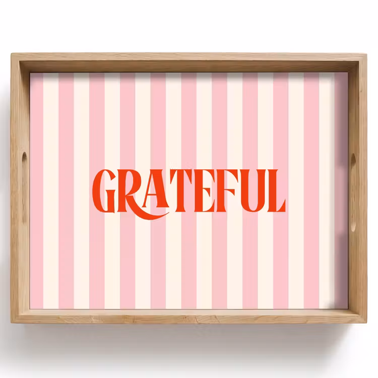 Dienblad - Zachtroze - Rood - Strepen - Grateful — 1