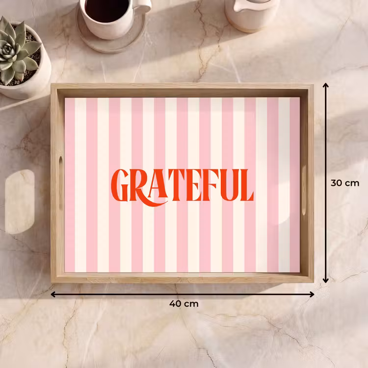 Dienblad - Zachtroze - Rood - Strepen - Grateful — 9