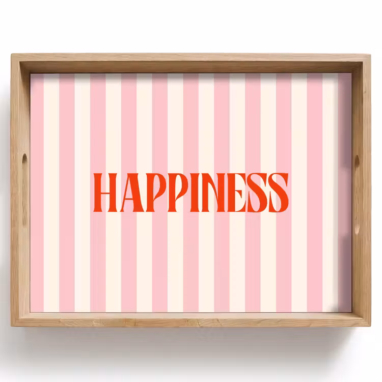 Dienblad - Zachtroze - Rood - Strepen - Happiness — 1