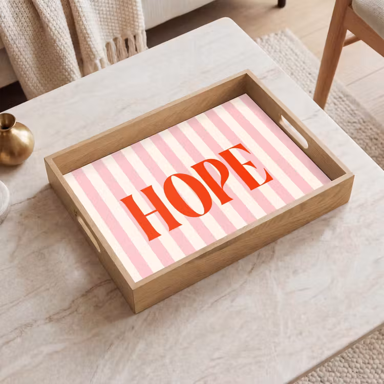 Dienblad - Zachtroze - Rood - Strepen - Hope — 2