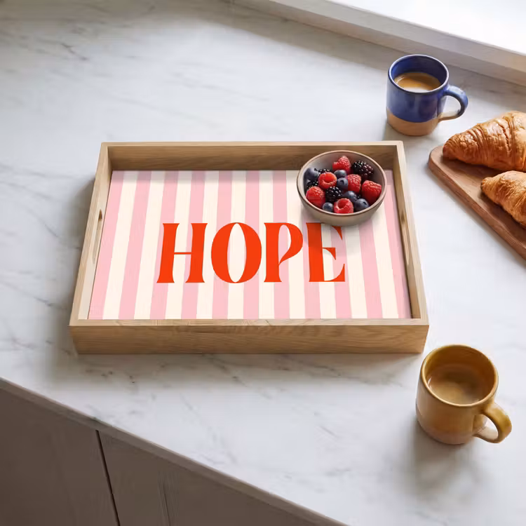 Dienblad - Zachtroze - Rood - Strepen - Hope — 4