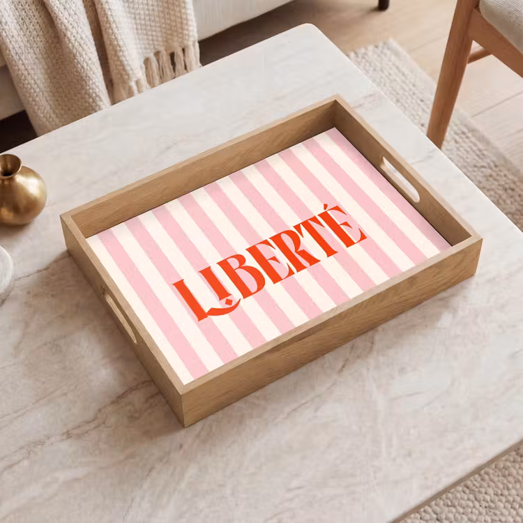 Dienblad - Zachtroze - Rood - Strepen - Liberté — 2