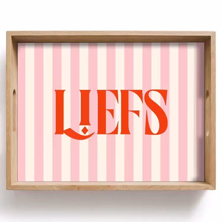 Dienblad - Zachtroze - Rood - Strepen - Liefs — 1