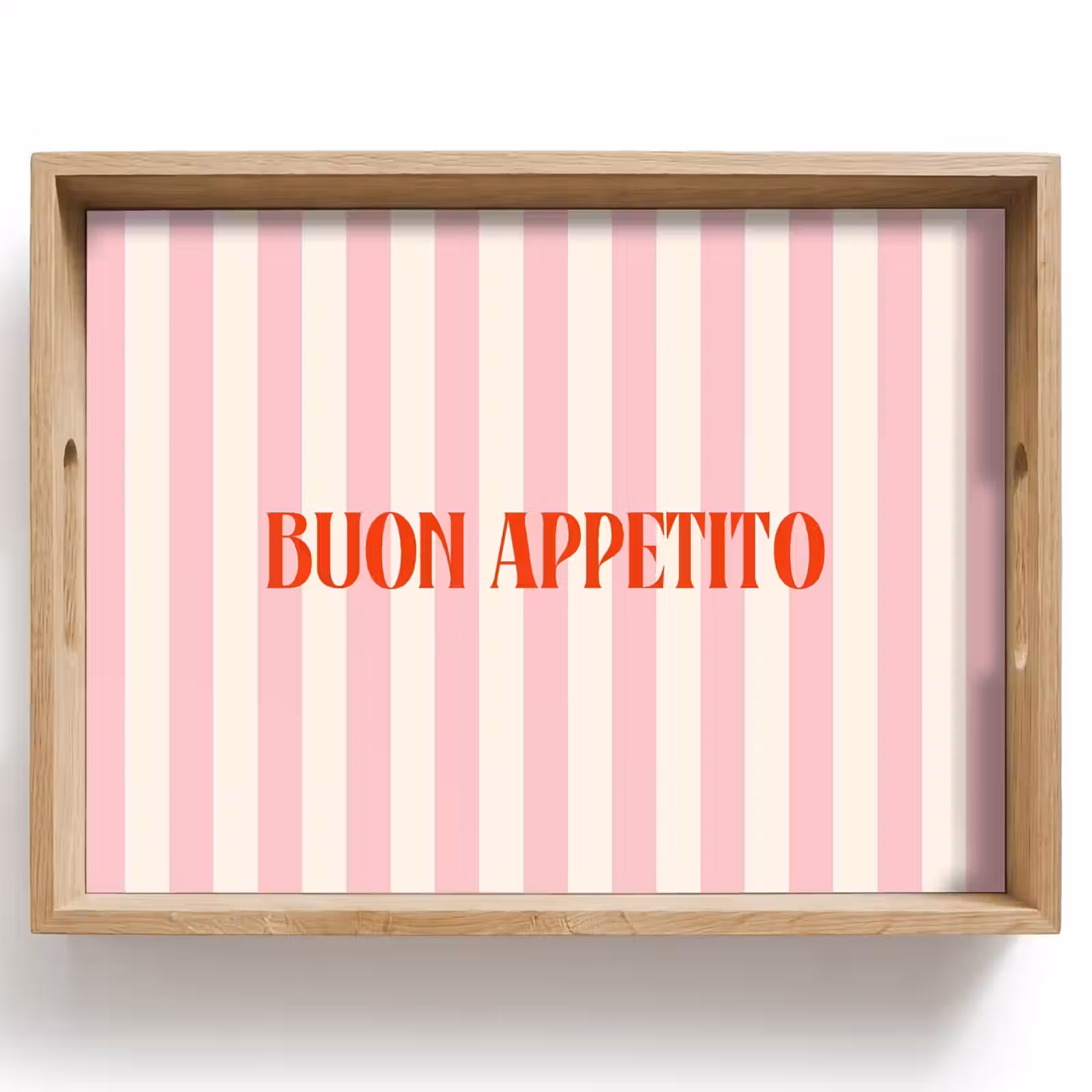 Dienblad - Zachtroze - Rood - Strepen - Buon Appetito — 1