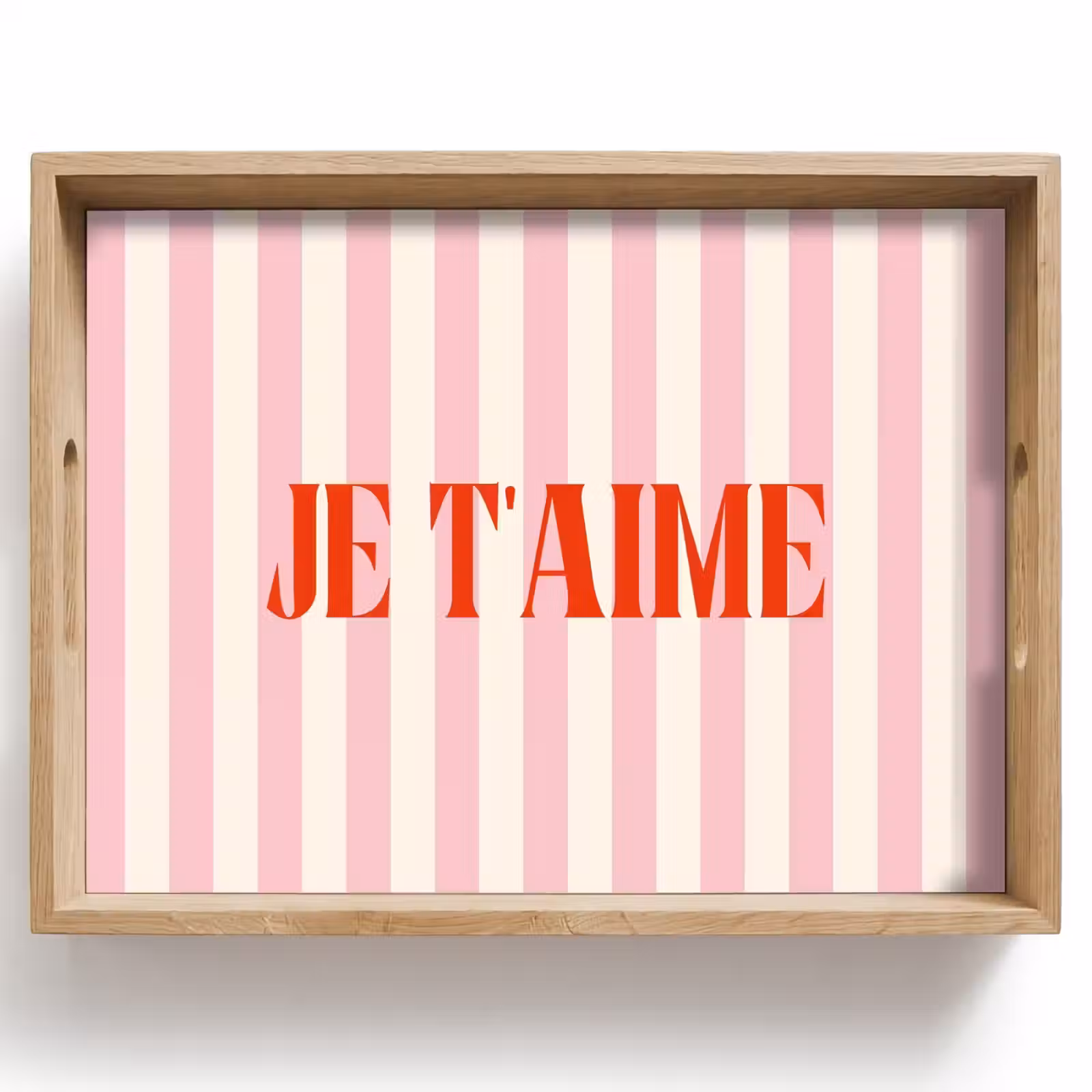 Dienblad - Zachtroze - Rood - Strepen - Je t'aime — 1