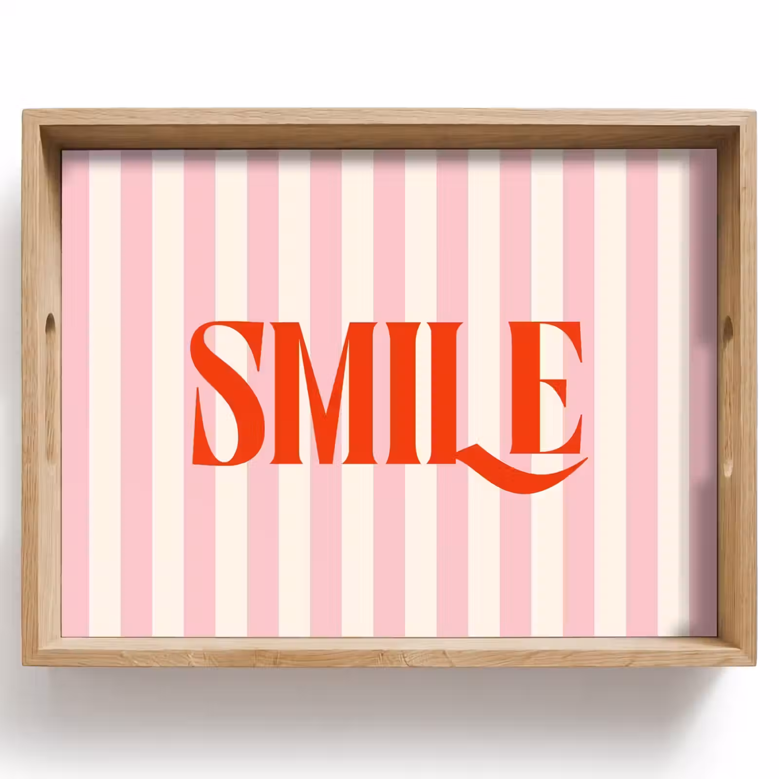 Dienblad - Zachtroze - Rood - Strepen - Smile — 1