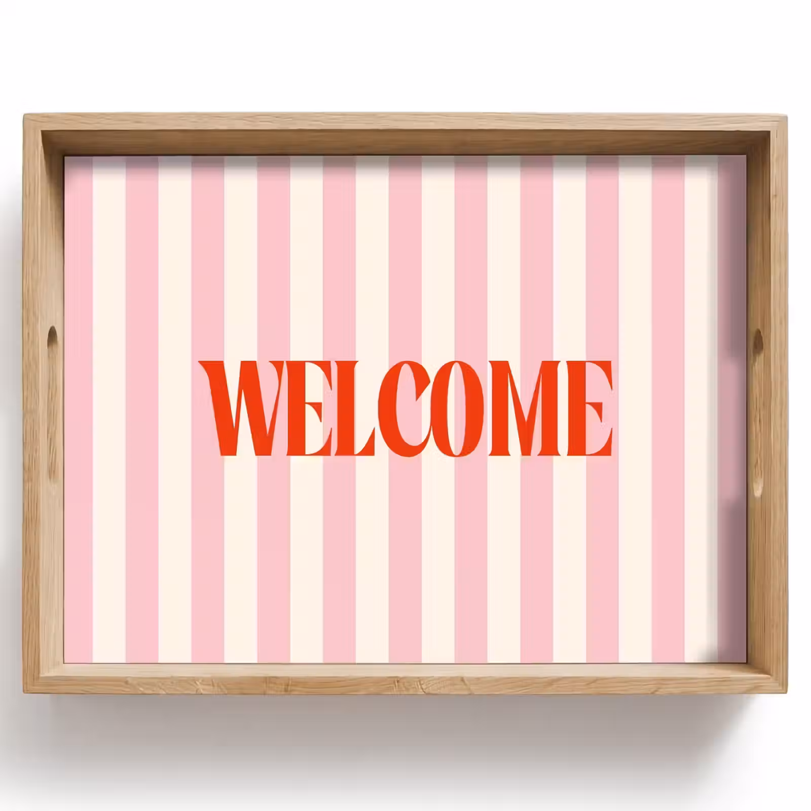 Dienblad - Zachtroze - Rood - Strepen - Welcome — 1