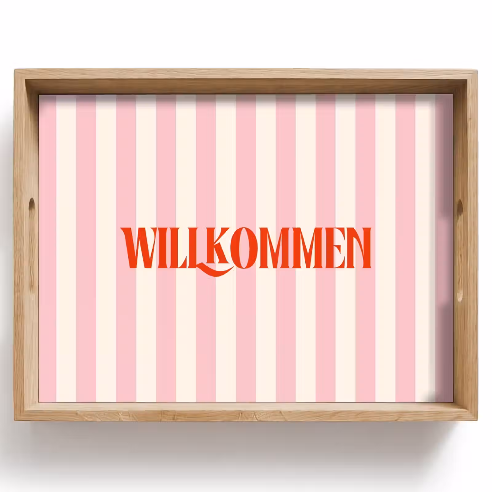 Dienblad - Zachtroze - Rood - Strepen - Wilkommen — 1