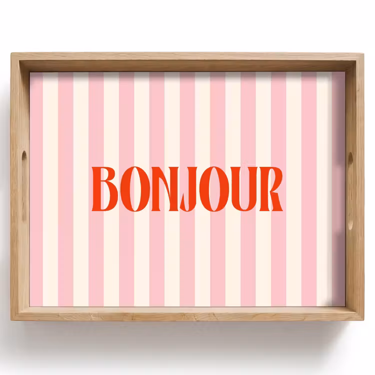 Dienblad - Zachtroze - Rood - Strepen - Bonjour — 1