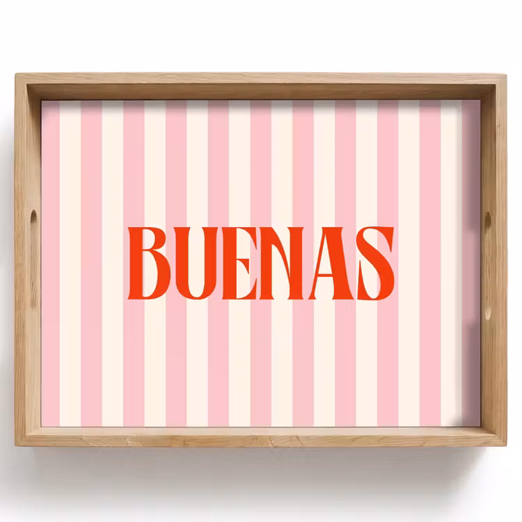 Dienblad - Zachtroze - Rood - Strepen - Buenas — 1