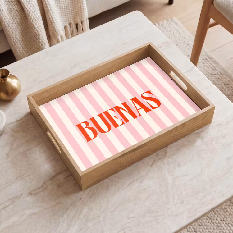 Dienblad - Zachtroze - Rood - Strepen - Buenas — 2
